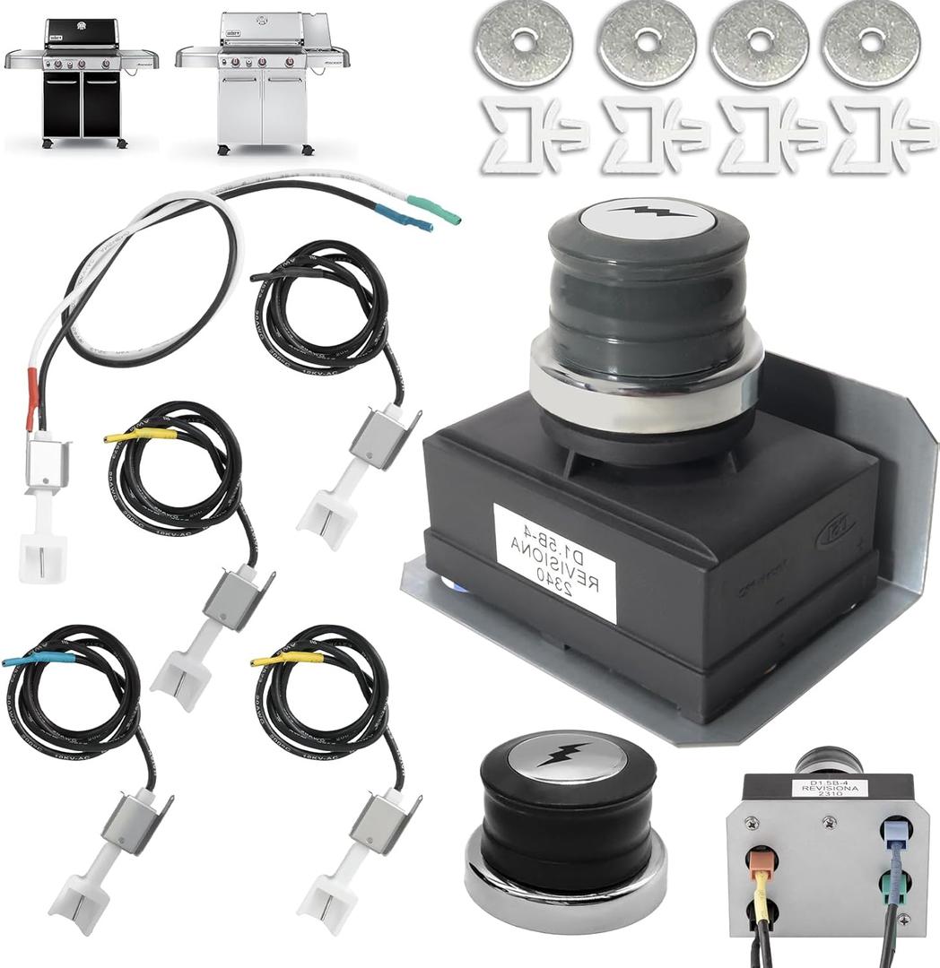 1836-13 7629 Igniter Kit Replacement for Weber Genesis 300 Series Front-Control Grills, Starter Module for Weber Genesis E330 E310 S310 S330 7628 88826 66836 65946 Grill Parts, 4-Outlet Ignition