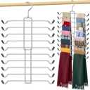10 Tiers Scarf Organizer for Closet, 360 Swivel Scarf Hanger Hijab Holder Organizer Holds 30 Scarves Ties, Space Saving Hanger Closet Organizers and Storage for Shawl Belt Bra Tie Legging, Silver