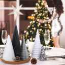 Thyle 5 Pcs Christmas Cone Tree Centerpieces, Glitter Christmas Cone Tree Table Decorations Mantel Tray Tabletop Centerpiece Crafts for Xmas Party Winter Wedding Home Decor, 4 Sizes(White, Grey)