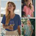 Huukeay 3 Pack Women's Oversized Cotton T-Shirts V Neck Loose Fit Casual Workout Tees Soft Short Sleeve Tops (L)