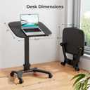 Foldable Mobile Standing Desk, 27"21" Portable Rolling Laptop Cart with 90 Tiltable Board, Height Adjustable Mobile Desk Workstation with Wheels, Folding Table for Home Office, Black