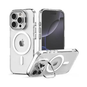 Nvollnoe for iPhone 16 Pro Case Compatible with MagSafe Military Grade Shockproof Heavy Duty Protective Adjustable Kickstand Matte Semi Clear Phone Cover for iPhone 16 Pro(Clear)