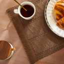 ZeeMart Macrame Style Boho Placemats Set of 4, Caramel Decorative Natural Farmhouse Cotton Woven Place Mats Home Decor for Kitchen Dining Table
