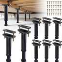 YHK 8PCS Adjustable Height Bed Support Legs 7.8-13.0inch, Heavy Duty Bed Frame Support Legs for Bed Slat and Frame, Plastic Bed Frame Support Replacement Bed Support Reinforcement Parts