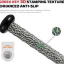 5 x 1.1mm Bat Grip Tape, Greek Key Double-Stamping Textured, Baseball & Softball Bat Tape for All-Weather Performance, Non-Slip, Precut for Easy Install (Zebra)