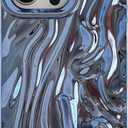 Caseative for iPhone 16 Pro Max Case,Pleated Water Ripple Chrome Wave Pattern Soft Phone Case (Blue)