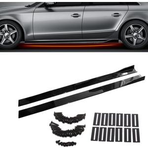 Side Skirts Extension Rocker Panel Splitter Kit Universal 86.6 Inch/2.2M Compatible with BMW Mercedes Benz Audi Lexus Infiniti Mazda & More (Black)