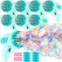 ShinyRelief 8 Pack Wedding Bubble Guns 32 Holes with Light, Bottles Solution, Romantic Bubble Maker for Outdoor Ceremony, Wedding Party Favors, Photo Props, Reception Entertainment (Green)