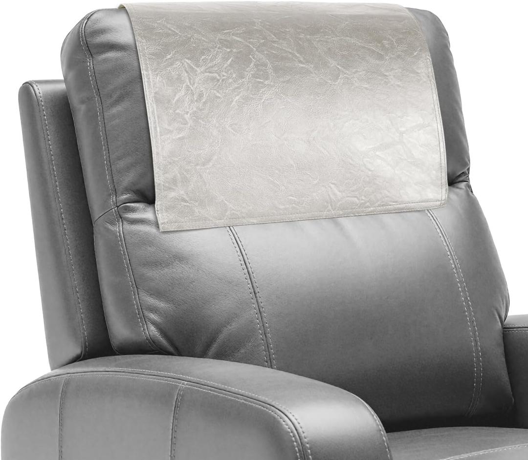 Recliner Headrest Protector,Non Slip Waterproof Headrest Cover,Leather Recliner Headrest Cover for Sofa,Furniture,Living Room,Office Chair (Beige)