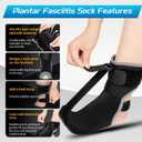 Plantar Fasciitis Night Splint Sock with Massage Ball for Plantar Fasciitis Relief, Soft & Comfortable Foot Brace for Achilles Tendonitis Heal Spur Foot-drop Flat-arch for Women and Men, Large, Black 