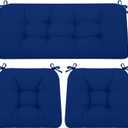 Outdoor Loveseat Cushions, 3 Pieces Replacement Cushions for Wicker Furniture, Waterproof Patio Settee Love Seat Pad for Sofa Couch, 44" x 19" Navy (Dark Cerulean)