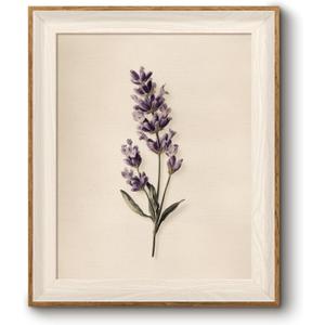 Bzstyleart Vintage Wall Art Decor, Framed Floral Wall Decor Painting Botanical Lavender Natural Picture Canvas Prints Artwork for Living Room Bedroom Bathroom Artwork Decoration 12 X 10 Inch