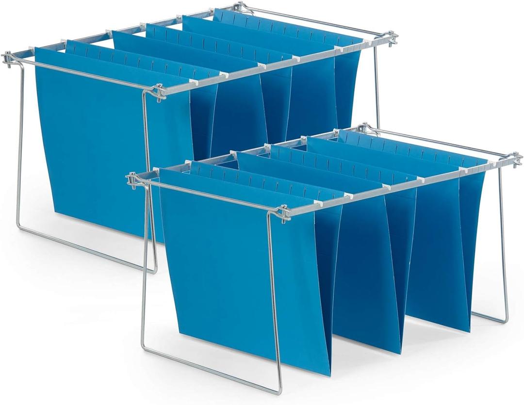 Blue Summit Hanging File Bars For File Cabinet, Letter Size, 13x17.5, Metal Files Holder Bars on Desktop, File Drawer Organizer Insert, Filing Cabinet Organizer Insert, Set of 2