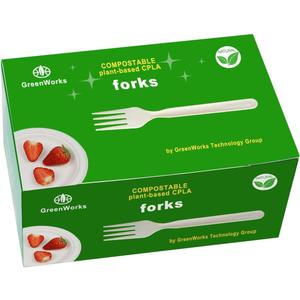 GreenWorks Heavy-duty Compostable Forks, BPI Certified 100 Count Large Disposable Cutlery Utensils Silverware Flatware Fork