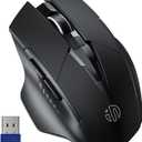 INPHIC Wireless Mouse Rechargeable, 700mAh, with USB Receiver, 6 Buttons, Ergonomic for Laptop, Computer, Mac, PC etc. (Black)