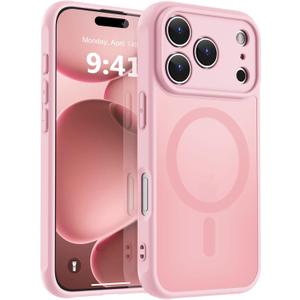 MOCCA Magnetic for iPhone 17 Pro Case, (Compatible with Magsafe) (16FT Military Grade Protection) Full Camera Protection Anti-Fingerprint Slim Translucent Matte Phone Cover 6.3",Pink
