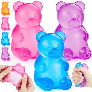 3Pcs Gummy Bear Toys,Stress Bear Squishy Balls,Sugar Filled Squishy Toys,Anxiety Relief & Focus Toy, Anxiety Relief Toys for Office & Party Favors, Christmas Halloween Easter Gifts