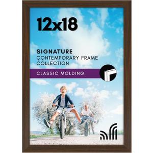 Americanflat 12x18 Poster Frame with Shatter-Resistant Glass - Signature Collection - Gallery-Style Frames Made of Engineered Wood - Photo Frame for Wall Display - Walnut