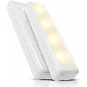 Brilliant Evolution Pack of 2 Wireless LED Stick on Lights Battery Operated Under Cabinet Lighting - 8.5 Inches Long - 65 Lumens Push Light for Kitchen, Closet, and Countertops