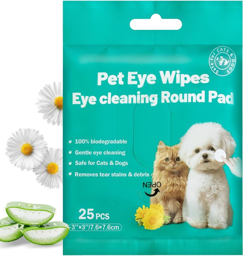 3 x Eyes Wipes for Dogs & Cats Dog Cleaning Grooming Deodorizing Wipes Kit Wash Cleaner for Eyes Wrinkle Face Gently Remove Tear Stain Eye Debris 25pcs Unscented