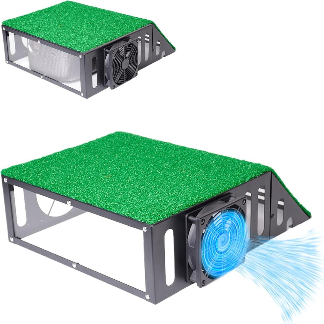 Metal Golf Simulator Projector Cover - Floor Mounted Enclosure for LED Projectors with Cooling Fan - Durable Protection for Your Golf Simulation.Ideal Golf Gift
