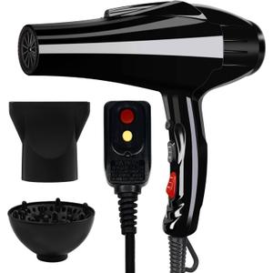 Professional Hair Dryer 3500 Watt Powerful Salon Blow Dryer Ceramic Tourmaline Quick Dry Ionic Hair Dryer with AC Motor Concentrator Diffuser Attachments