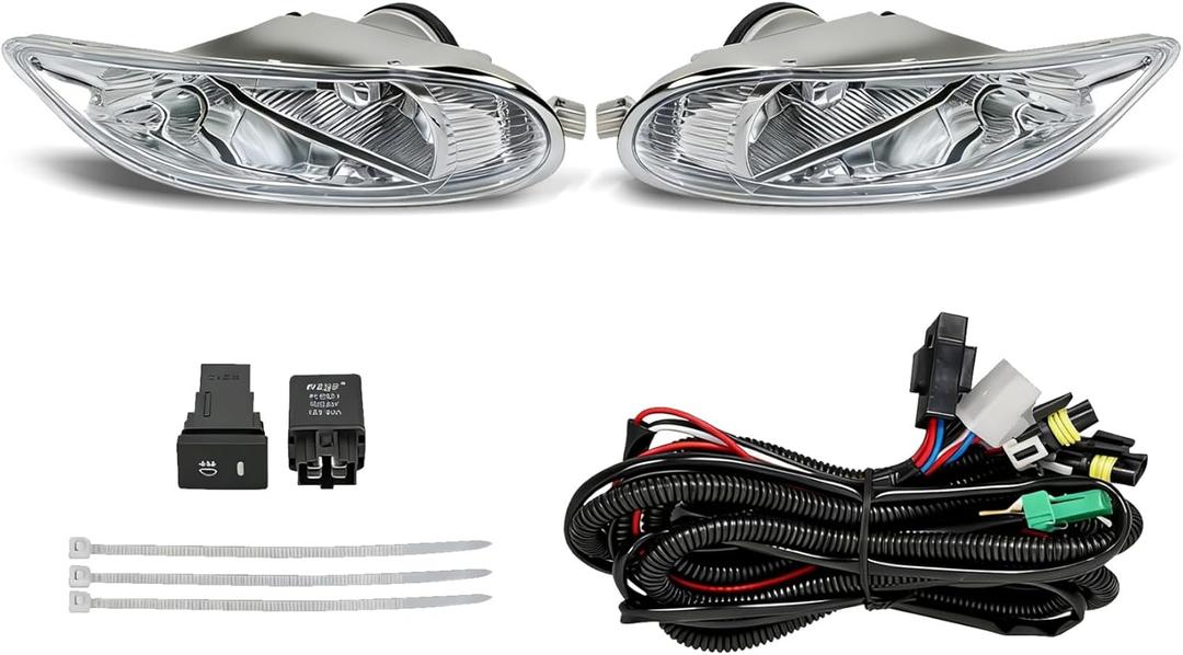 munirater Clear Lens Bumper Driving Fog Lights+wiring Kit+switch Replacement for Corolla 2005-2008/Camry 2002-2004/Solara 2002-2003