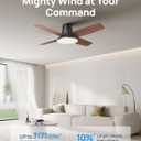 DREO Ceiling Fans with Lights, 12 Speeds & 3 Fan Modes, Quiet DC Motor, Low Profile Easy to Install, Flush Mount Smart Ceiling Fan with Dimmable LED, 12H Timer for Bedroom, Remote, Black, 44''