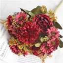 10 Pcs Peony Artificial Flowers, 11.8Inch Faux Silk Fake Flowers for DIY Wedding Bouquet, Home Decor, Table Decorations, Wedding Filler Flowers Bulk(Red)