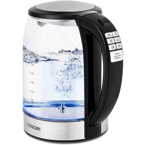 COSORI Electric Kettle Temperature Control with 6 Presets, 60min Keep Warm 1.7L Electric Tea Kettle & Hot Water Boiler, 304 Stainless Steel Filter, Auto-Off & Boil-Dry Protection, BPA Free, Black (1.8 Quarts, Clear)