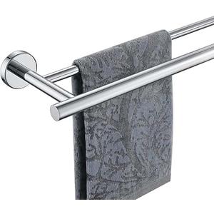 JQK Chrome Towel Bar, 24 Inch 304 Stainless Steel Thicken 0.8mm Double Bath Towel Rack for Bathroom, Towel Holder Polished Chrome Wall Mount, Total Length 27.16 Inch, TB100L24-CH