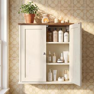 VASAGLE Wall Mounted Cabinet, Bathroom Storage, 2 Doors, Adjustable Shelves
Medicine Cabinet, 22 x 7.9 x 23.6 inch, farmhouse, for Kitchen, Living Room, Rustic White, SIREN Collection UBBK330WJ01S