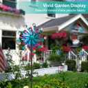 360Solar Wind Spinner with Lights Blue Metal Garden Outdoor Decor Yard Lawn Art Decor for Patio Kinetic Windmills Unique Gifts for Friends and Family 60.63'' H x 13.38'' Dia