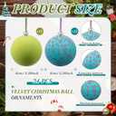 24 Pcs 2.36"/ 60mm Blue and Green Christmas Tree Ball Ornaments Cartoon Velvet Xmas Tree Hanging Decoration Cute Flocked Gifts for Christmas Movie/Studio Theme Birthday Holiday Party Decor