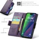 AUPAI for iPhone 14 Wallet Case with Credit Card Holder, PU Leather RFID Blocking Folio Flip Kickstand Magnetic Clasp Protective Phone Cover for Women Men 6.1 Inch Purple