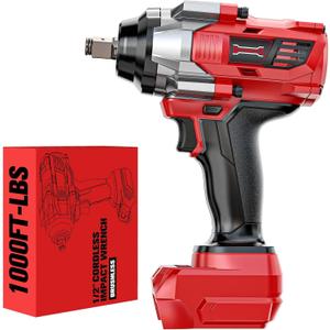 Cordless Impact Wrench 1/2" Compatible with Milwaukee 18V Battery, 1000Ft-lbs(1360N.m) High Torque Impact Driver, Electric Impact Gun with 4-Mode Speed, LED Work Light for Car(Bare Tool)