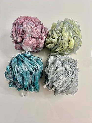 Exfoliating Bath Sponge Pack of 4, XL Size (126g Each), Assorted Colors