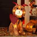 Golden Retriever Halloween Decor with LED Lights 28 Inch Demon Dog Decoration for Halloween Indoor Outdoor Yard Lawn Garden Holiday Decoration Supplies