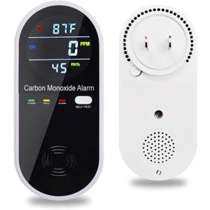 Carbon Monoxide Detectors, Carbon Monoxide Detector Plug in with Temperature Humidity Sensor Built-in, CO Level Monitor Alarm with Clear LCD Display Sound & Light Warning for Home/Hotel/RV