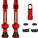 Thinvik Upgraded Presta Tubeless Valve Stem 48/65/85mm, Super Light Presta Valve Stem Kit for Tubeless Tires (Valve Stem Cap + Valve Core Removal Tool Included)- Diverse Color and Size Options(Pair) (Red)