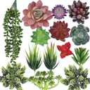 CEWOR 14pcs Fake Succulents Unpotted Realistic Textured Succulent Plants Mini Artificial Succulent Plants Faux, Premium Decor for DIY Crafting Home Floral Wall Garden Arrangement Office Decoration
