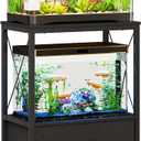 Aquarium Stand 10 Gallon with 2-Tier Shelf, Fish Tanks Stand with 2 Drawers, Metal Frame Heavy Duty Reptile/Turtle Tank Stand for Home Office, Fish Tanks Accessories Storage, Black