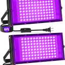 100W Black Lights with Switch+Plug, IP66 Waterproof, LED Blacklight Flood Light for Glow Party, Halloween, Bedroom, Fluorescent Poster, Body Paint, 2 Pack