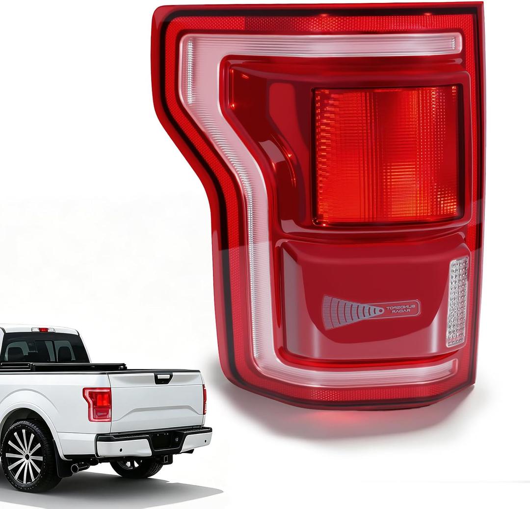 LED Tail Lights Compatible with 2015 2016 2017 Ford F150 with BlindSpot Left Driver Side Rear Light Tail Lamps Assembly,Waterproof Replacement HL3Z13405D HL3Z-13405-DCP