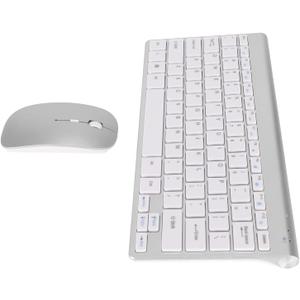 Smart Keyboard Mouse Kit Silent LED Indicator Power Saving Keyboard Mouse Set Office (Silver)