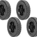 4 Pack 8 Inch Solid Rubber Wheels, Hand Truck Wheel Replacement Rubber Tire, Replacement Tire with 1/2 Bore Offset Axle for Cart, Trolley, Lawn Mover