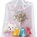 Jexila 50 Pack White Organza Bags 8X12 inch Large Mesh Bags Drawstring Gift Packing for Jewelry Christmas Wedding Party Favor Bags (White)