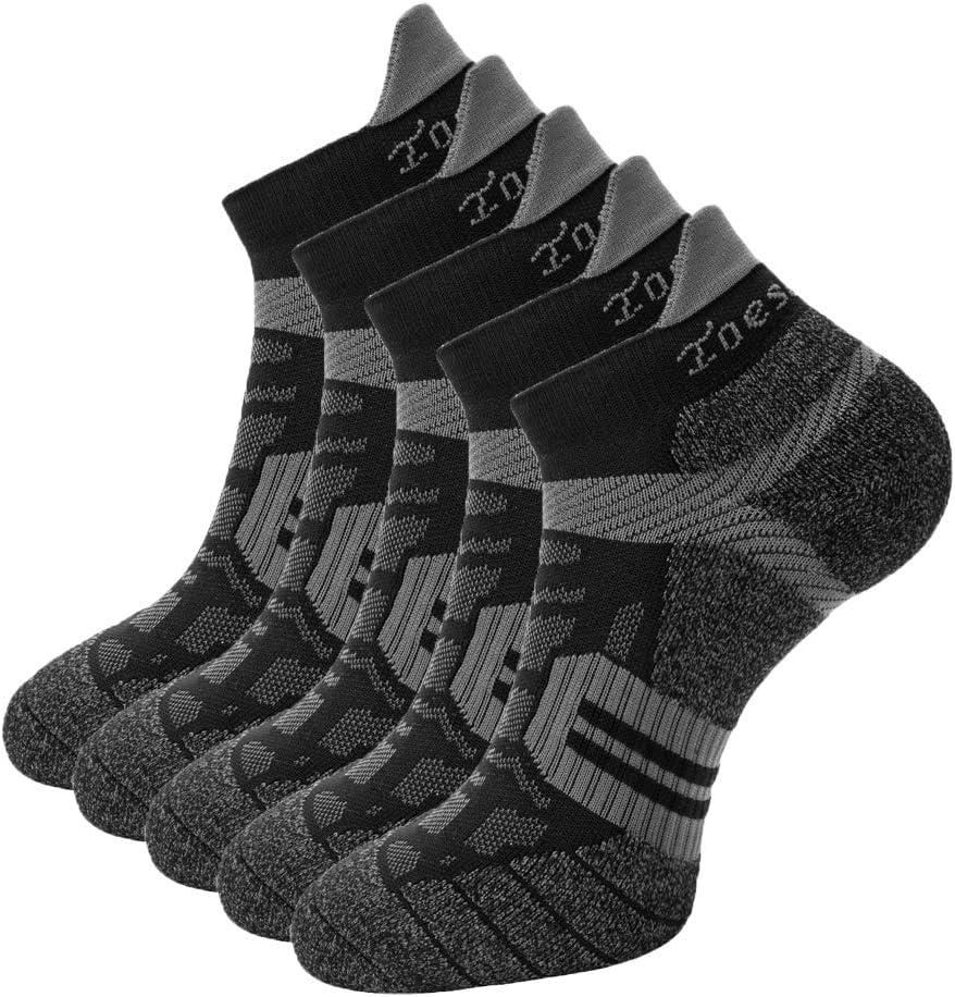 Toes&Feet Men's Anti Odor Quick Dry Cushioned Low Cut Compression (20-30mmHg) Running Socks (Large)