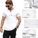 Mancozy Mens V-Neck T Shirts Casual Fashion Longline Shirt Tee for Men (White, XL)