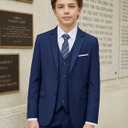 Boys Suits 3 Piece Slim Fit Suit Set Dresswear Ring Bearer Outfit for Boy (Blue) 10Y